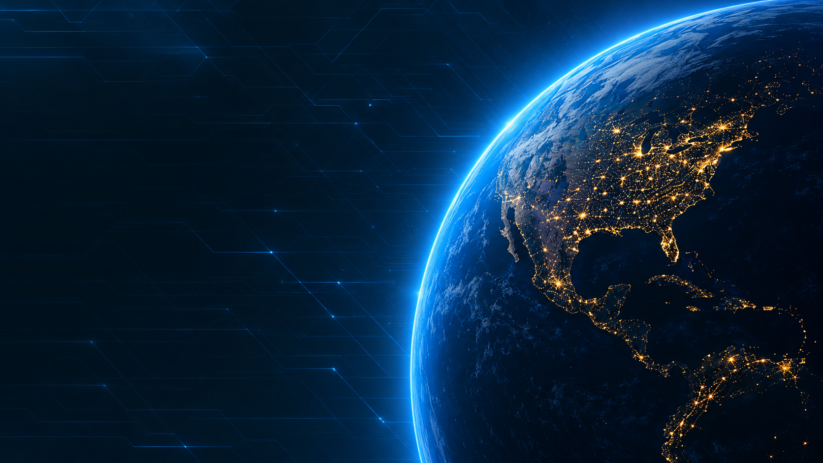 Digital Earth representing connected AI business solutions