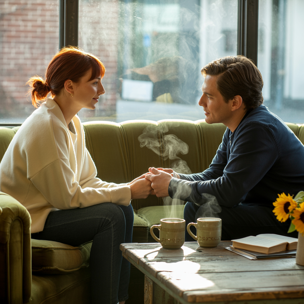 Secure, connected couple in conversation.