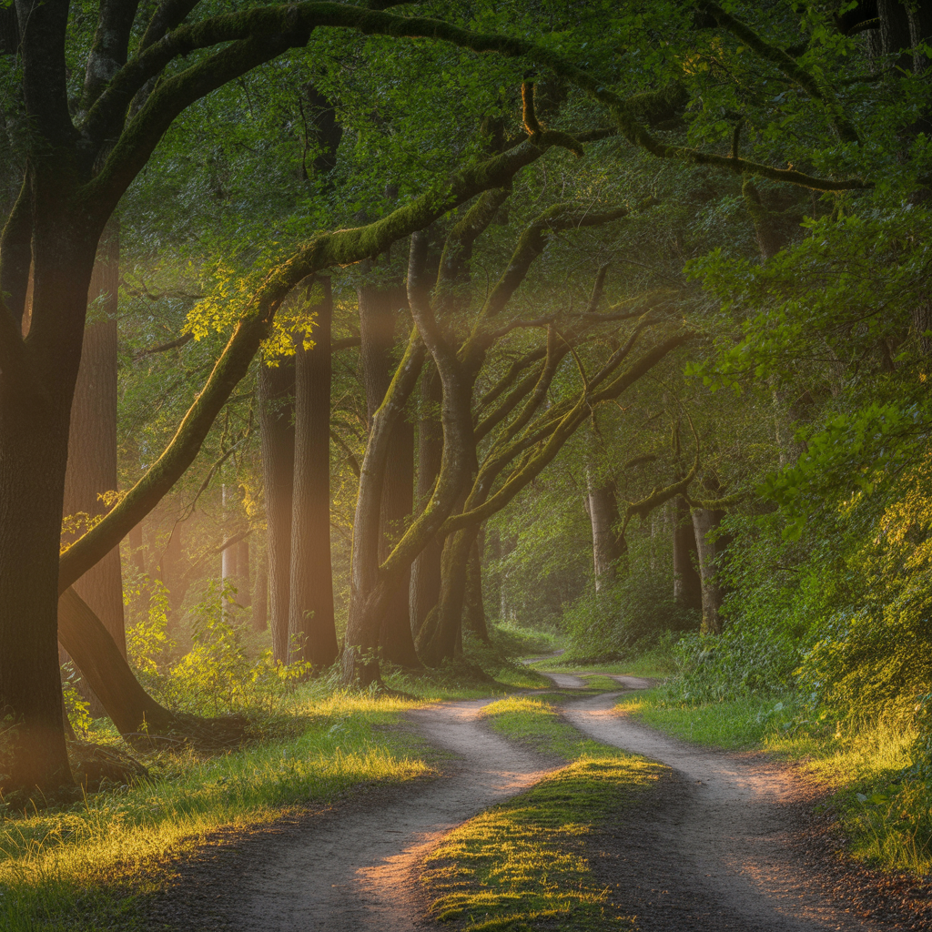 Picture of trees and a winding path