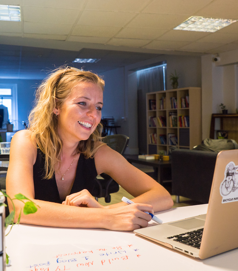 Caroline at the laptop