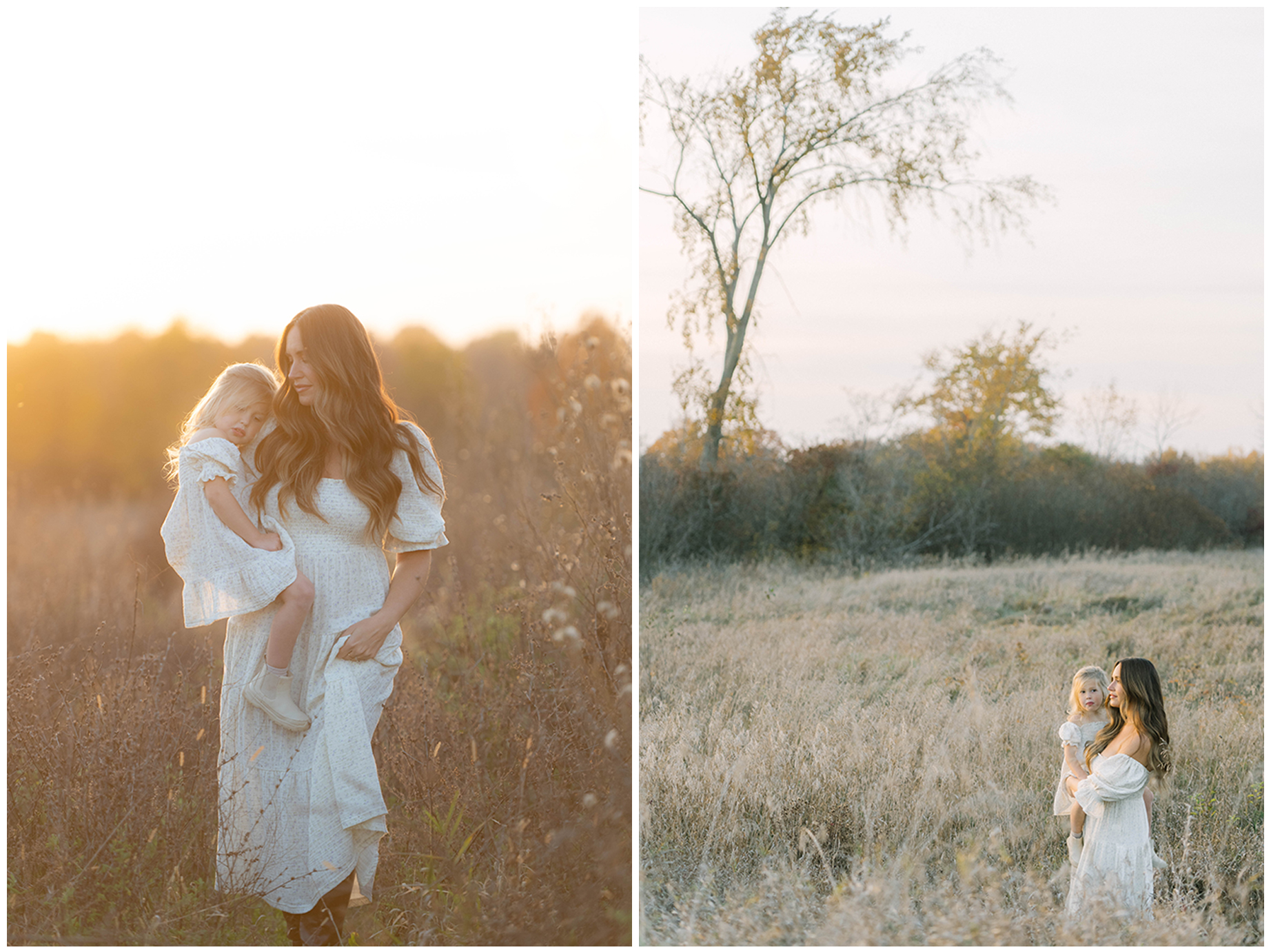 Mother and child in field