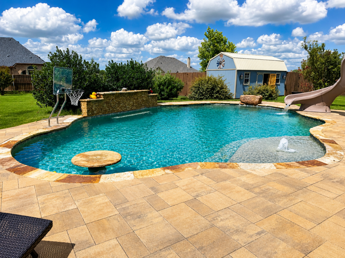 Pool cleaning service in Anna backyard pool