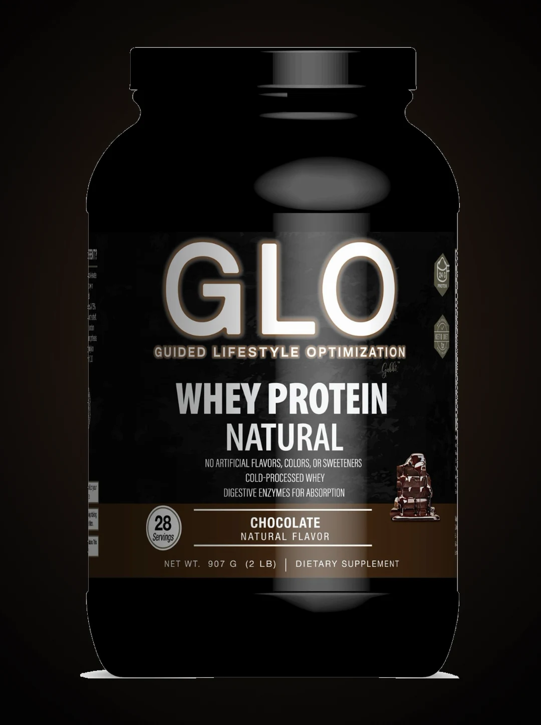 The whey protein tub, shown in the current label ahead of the new soft-touch bags