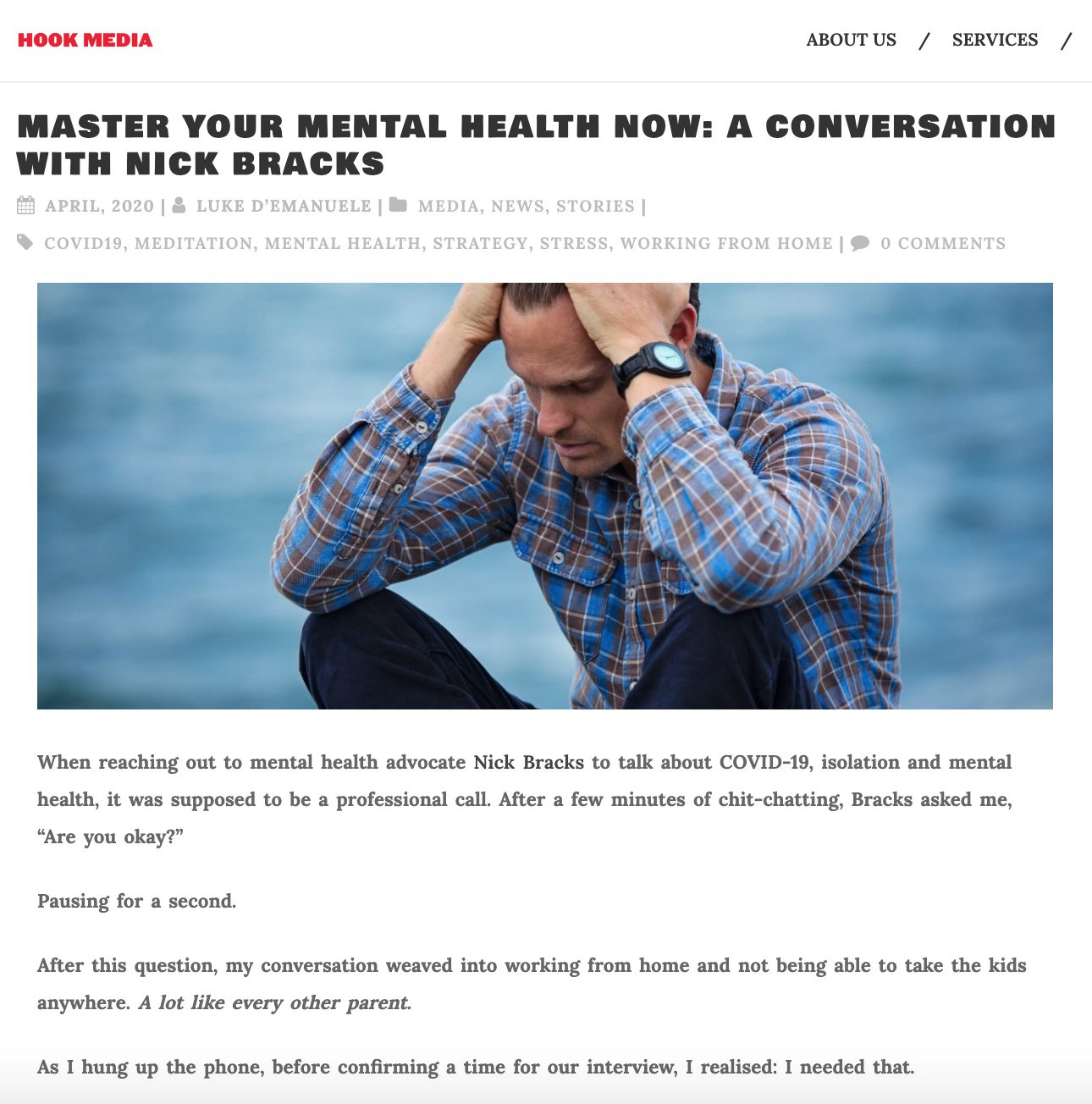 Mental Health interview with 'Hook Media': 2020