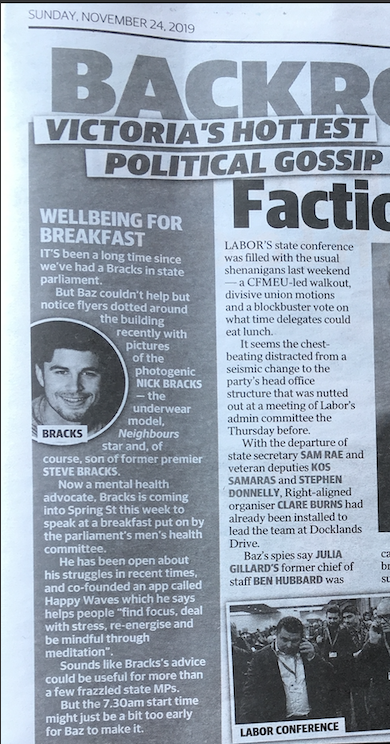 Herald Sun Article about Speaking in Parliament: 2019