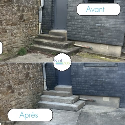 nettoyage façade escalier avant après Vannes