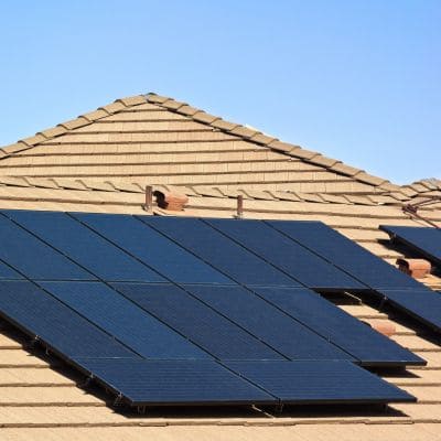 Solar panels on a Las Vegas home roof