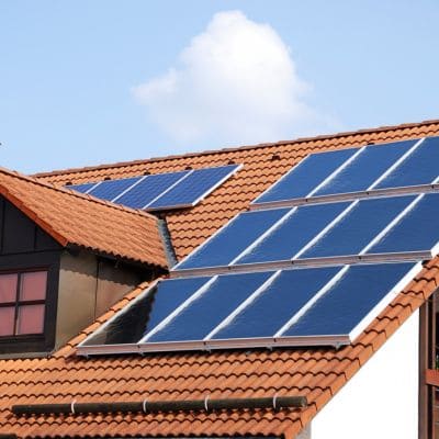 Solar panels on residential roof