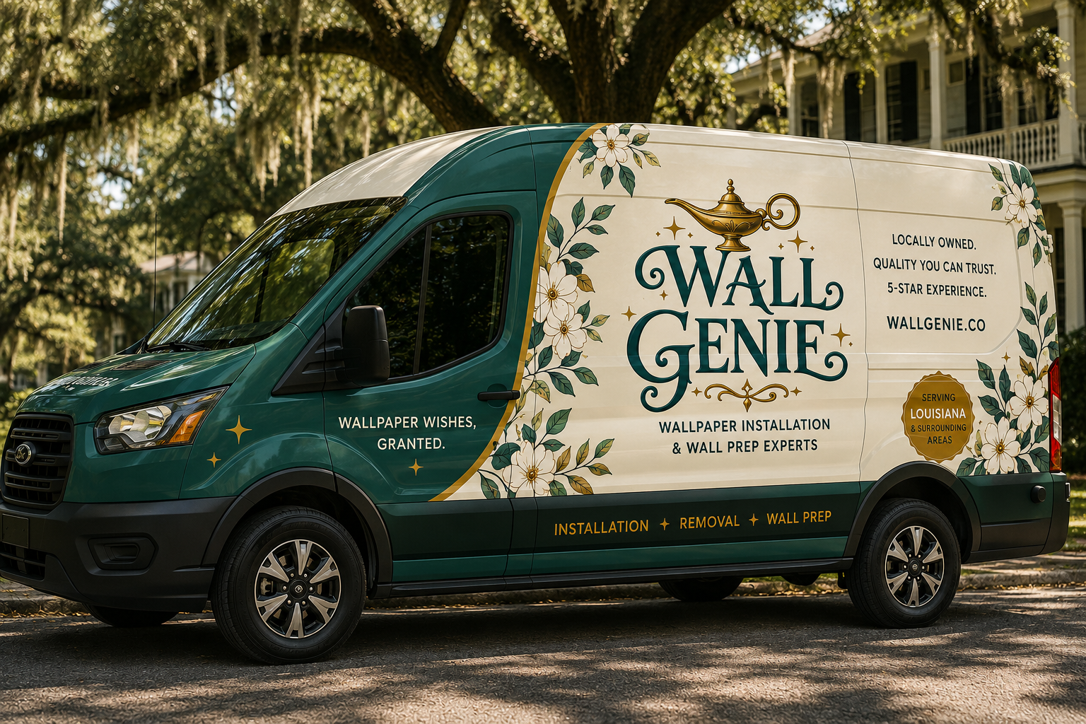 Wall Genie branded wallpaper installation van