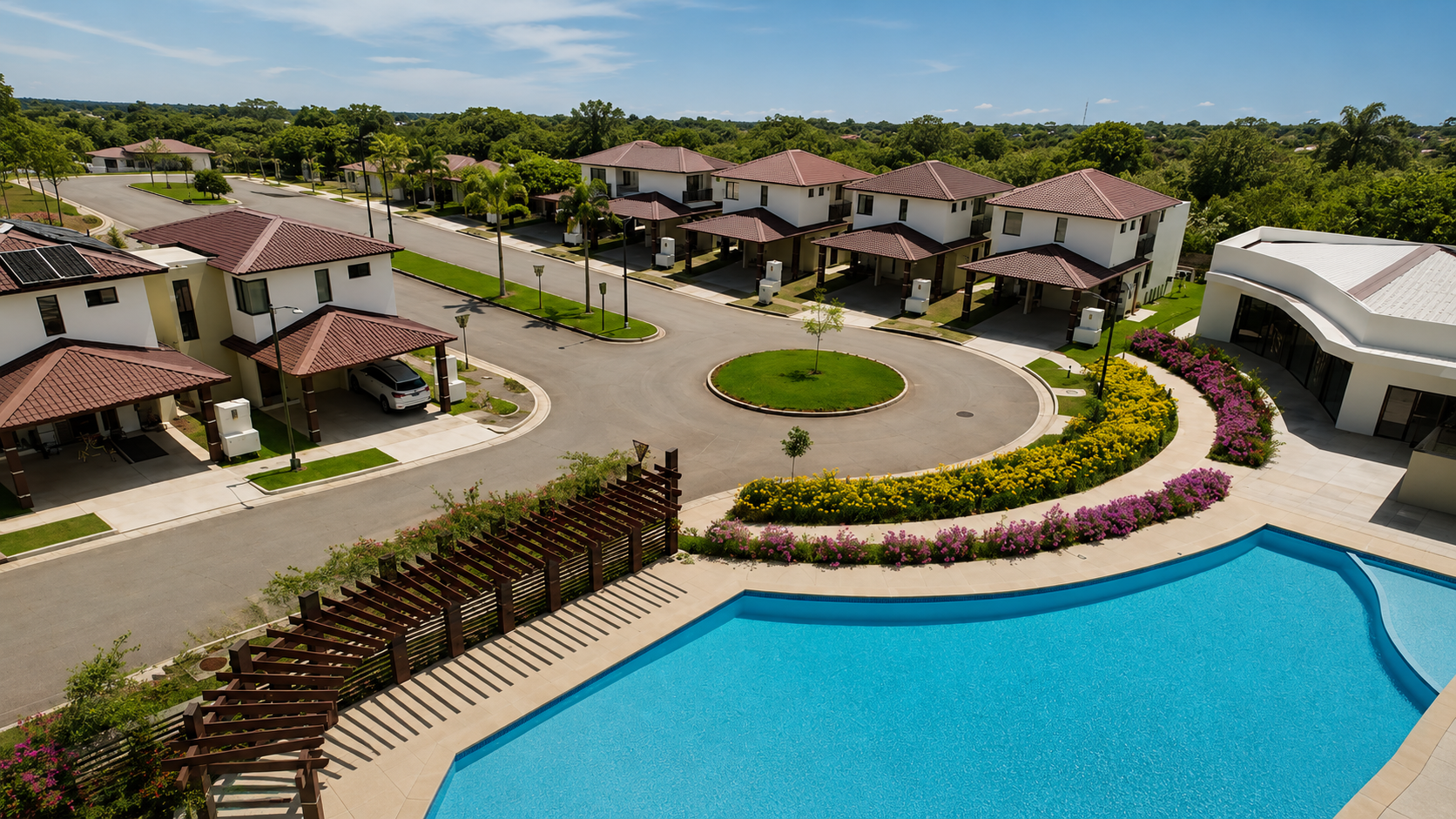 Vista aérea de Riverview en Costa Verde, Panamá Oeste