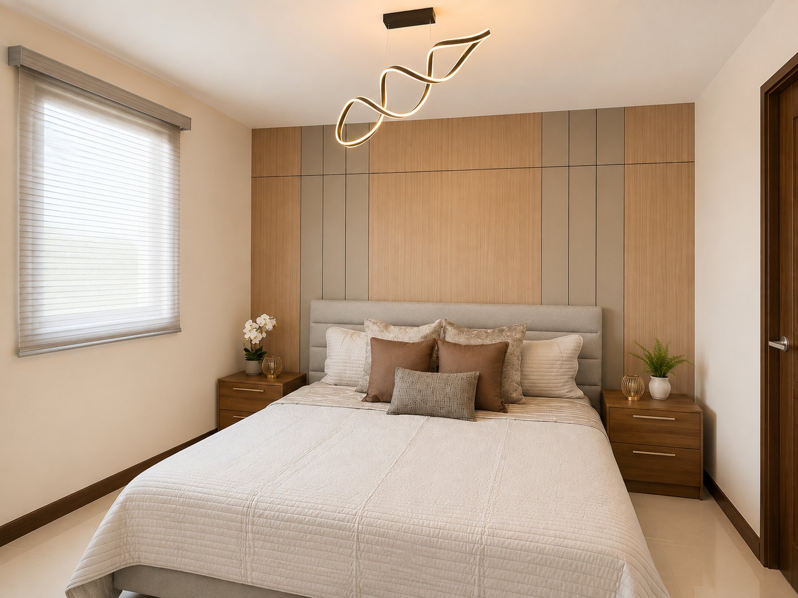 Recámara principal de la casa modelo Riverview