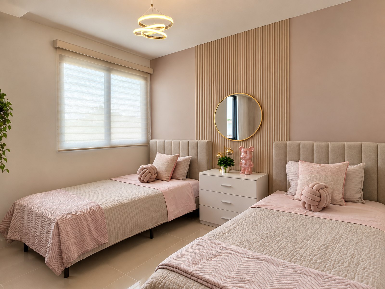 Recámara doble de la casa modelo Riverview