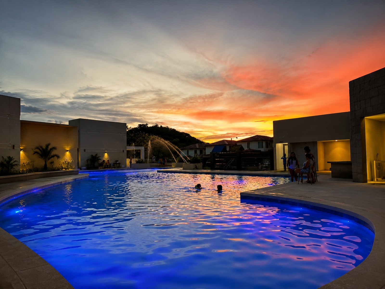Piscina de Riverview al atardecer