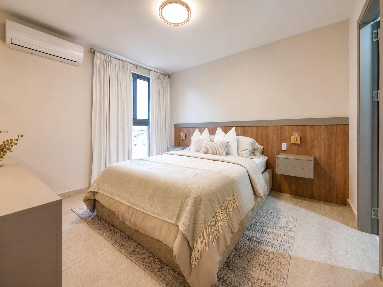 Recámara principal del apartamento modelo Parterre
