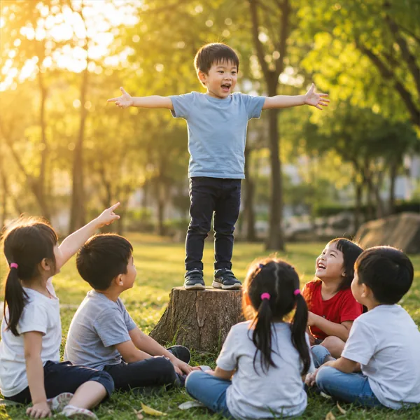 Child leading a group game
