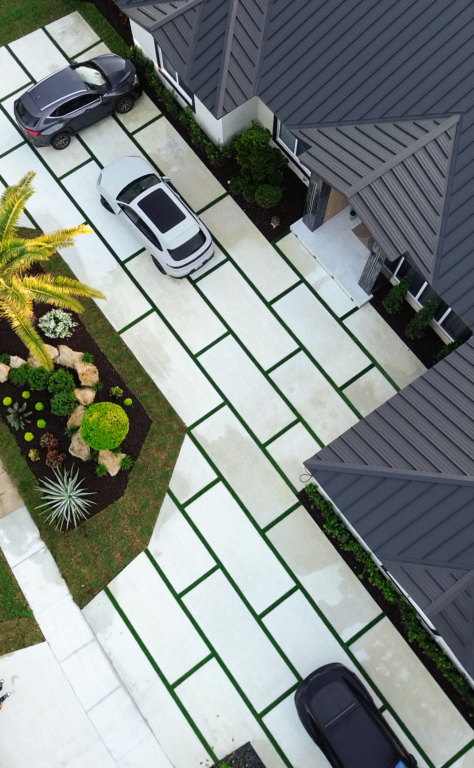 concrete slabs with turf