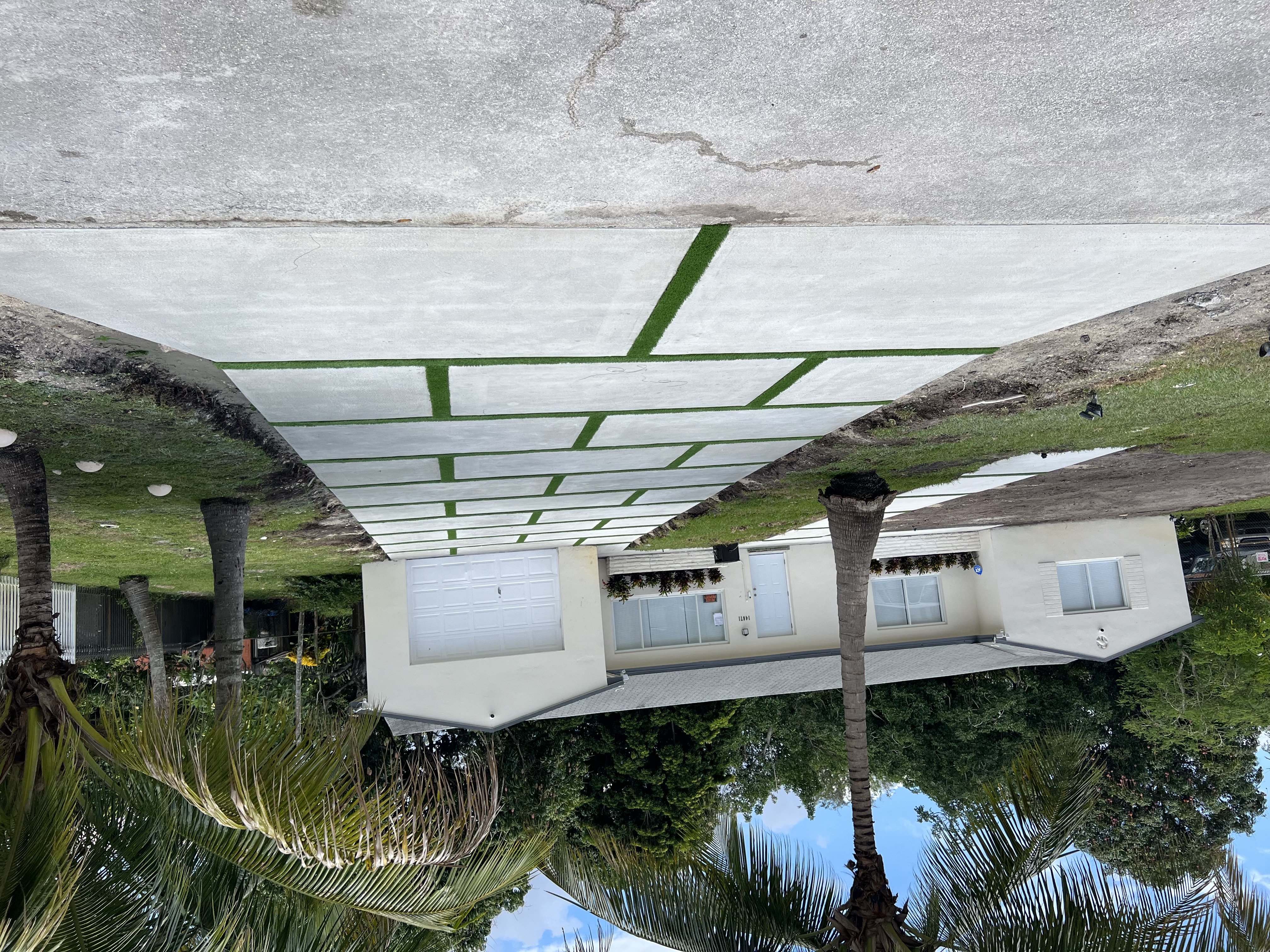 concrete slabs with turf