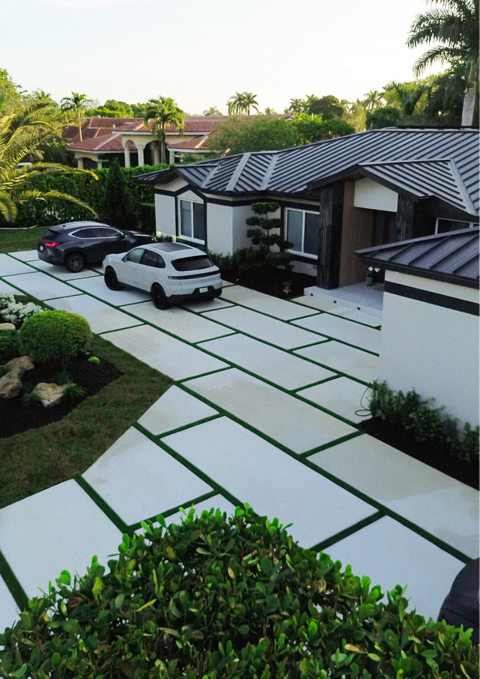 concrete slabs with turf