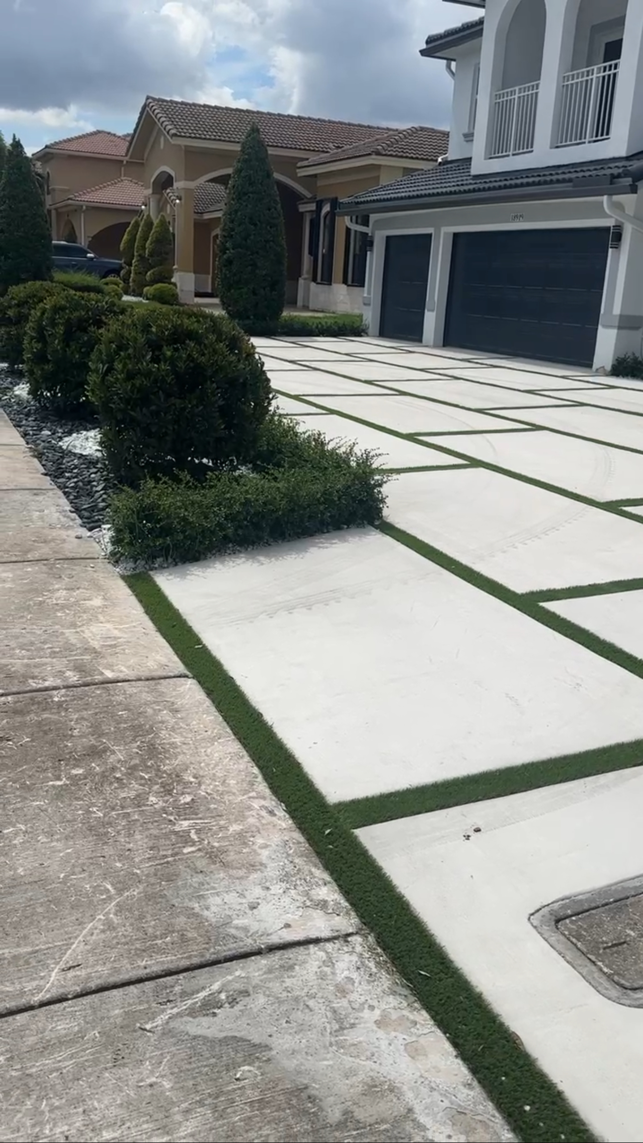concrete slabs with turf