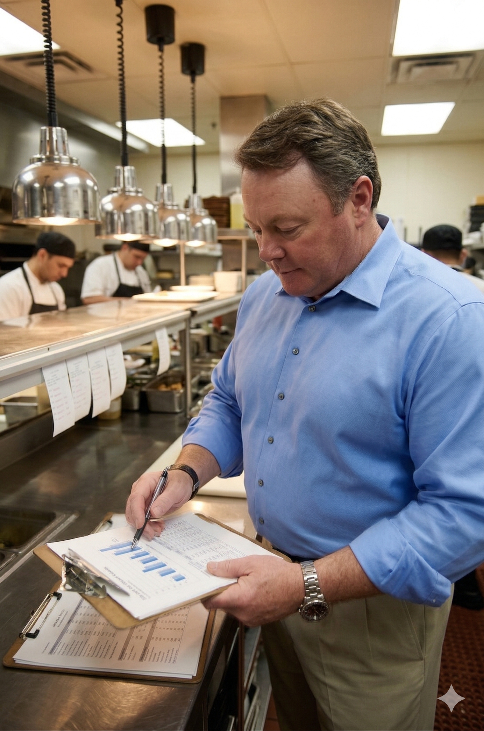 Greg Foster reviewing operational reports at the pass