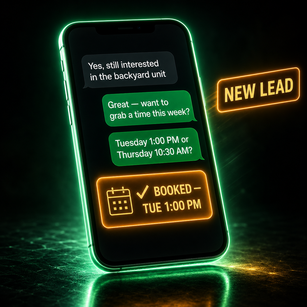 The AI booking a homeowner appointment by text