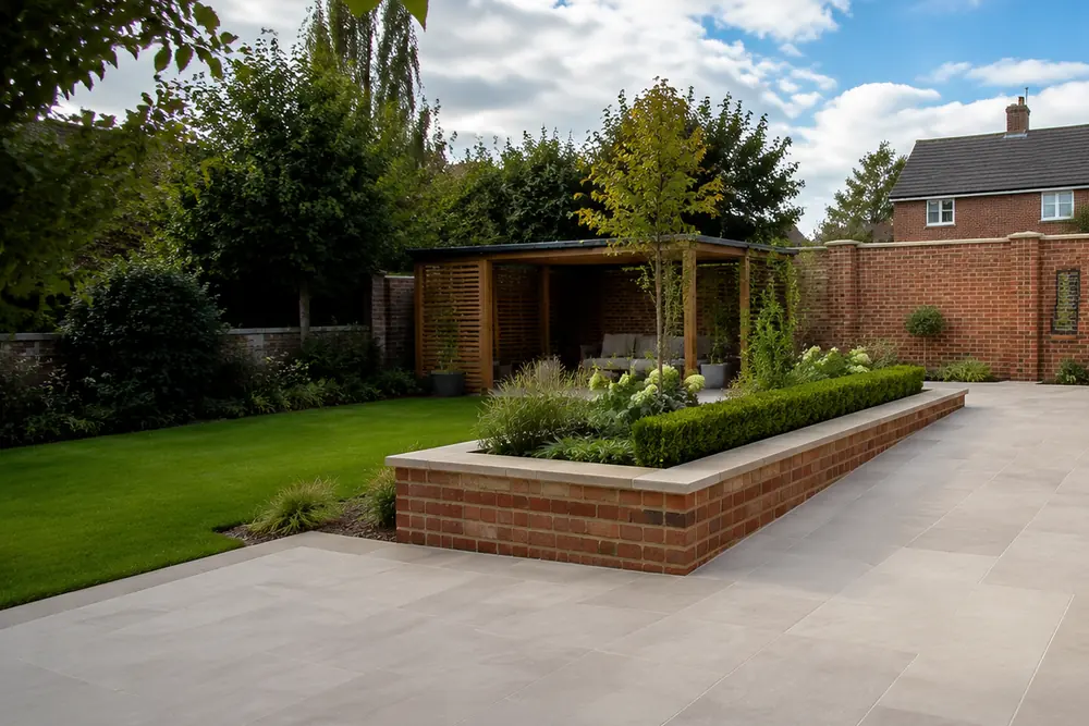 Complete garden landscaping with paving, lawn and planting