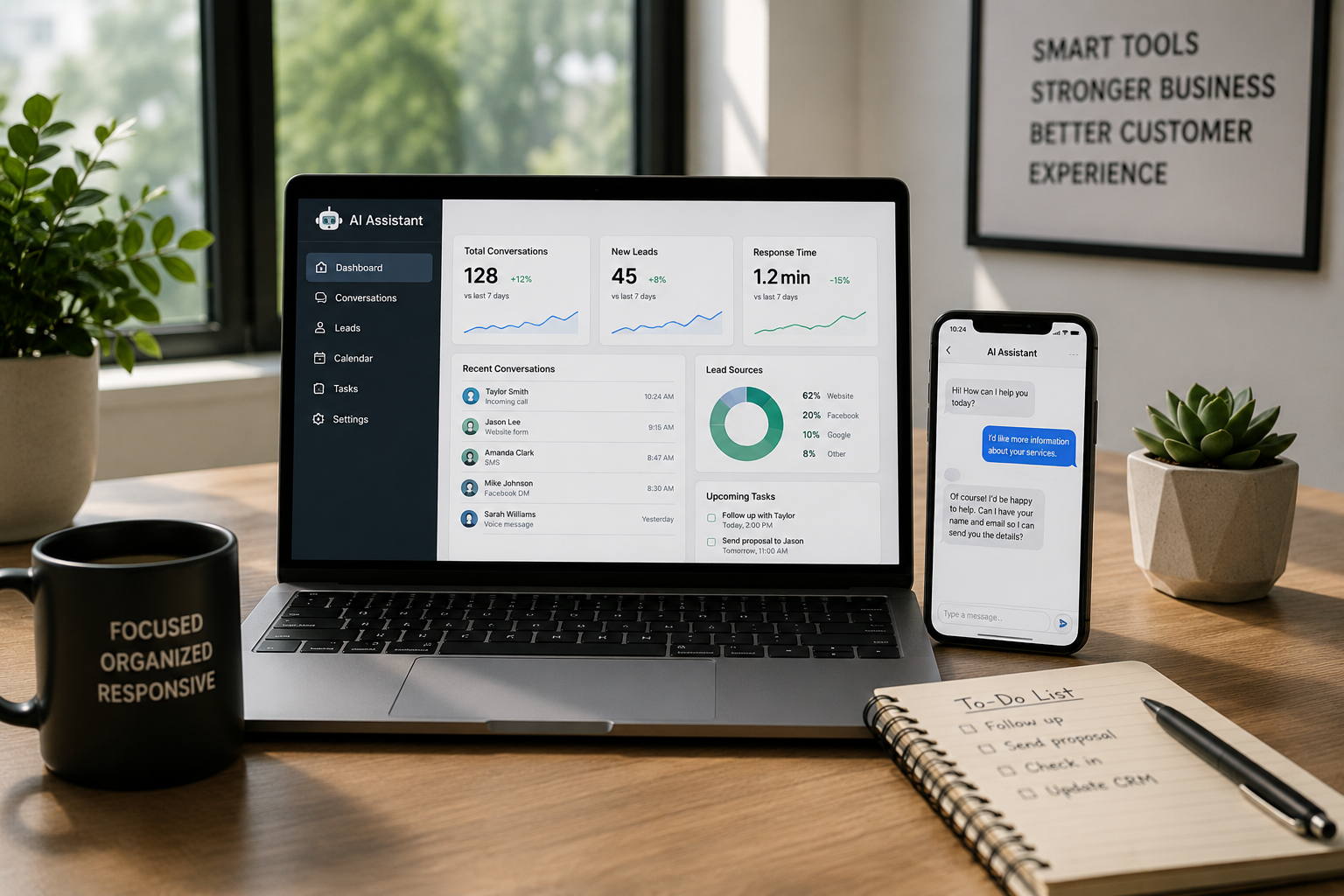 AI assistant helping small businesses manage leads and customer communication