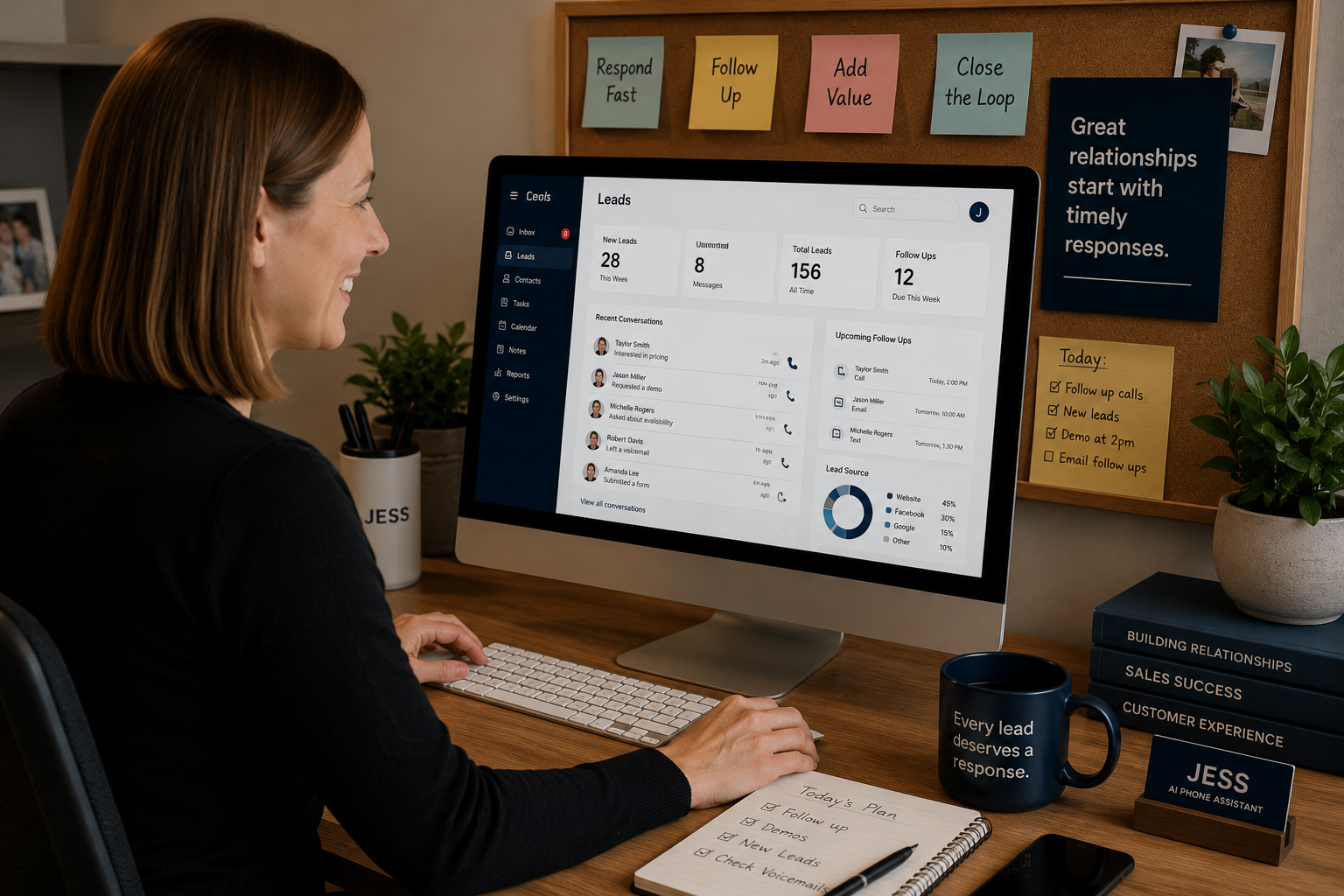 Organized lead management system for small business customer follow-up