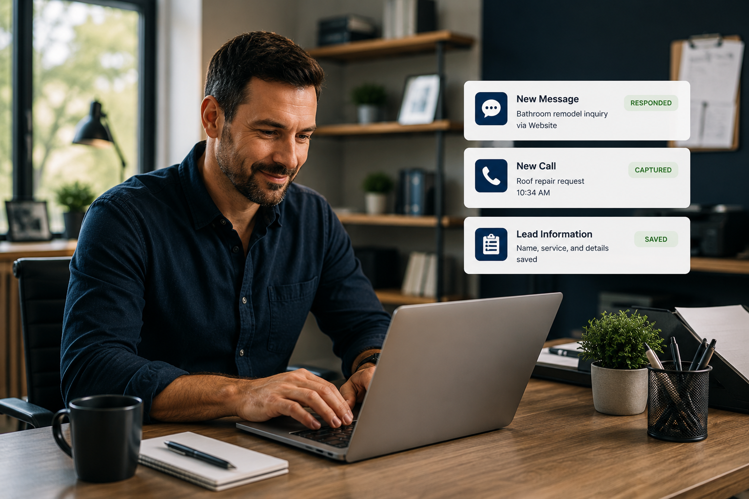 AI receptionist organizing customer inquiries for a small business owner