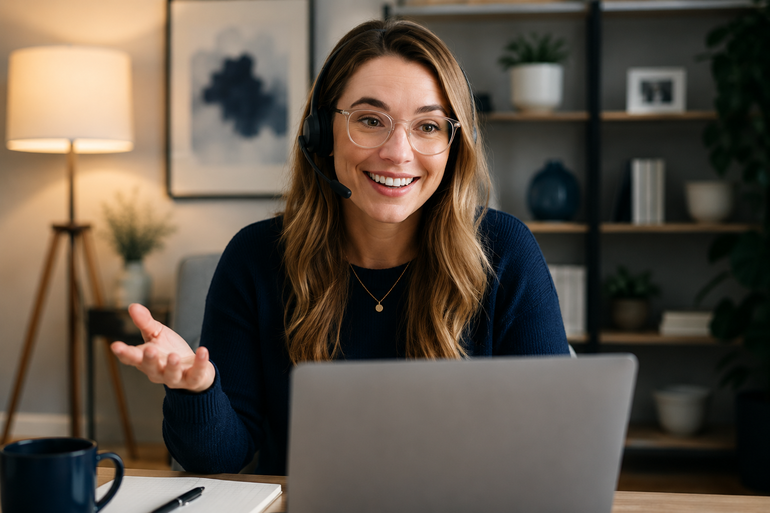Friendly AI receptionist providing natural customer communication support
