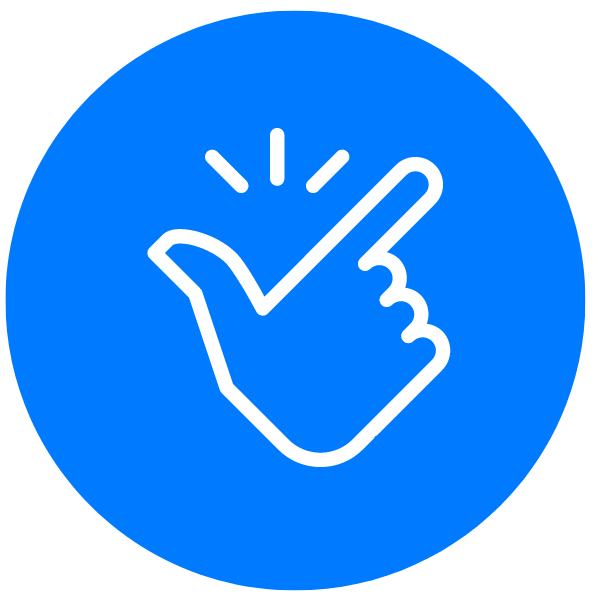 blue circle with white hand snapping finger