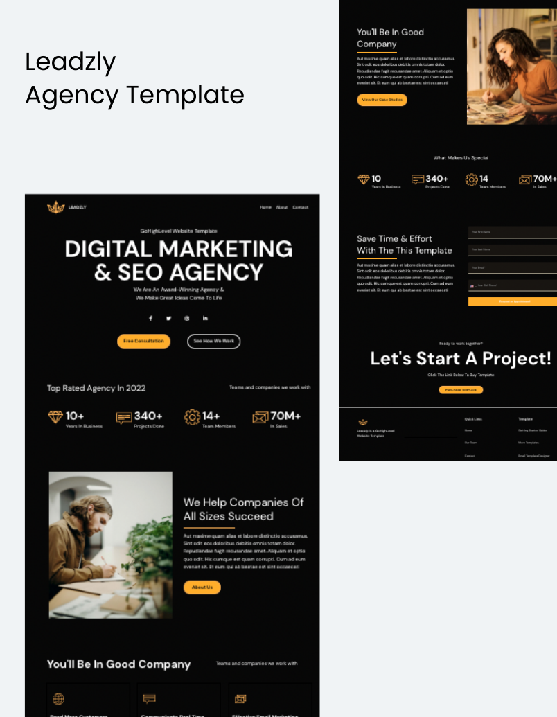Best dark theme highlevel template for agencies thumbnail image