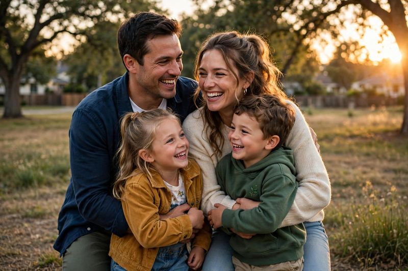 Happy family outdoors