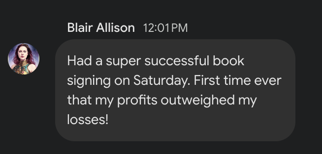 Blair Allison's most profitable book signing
