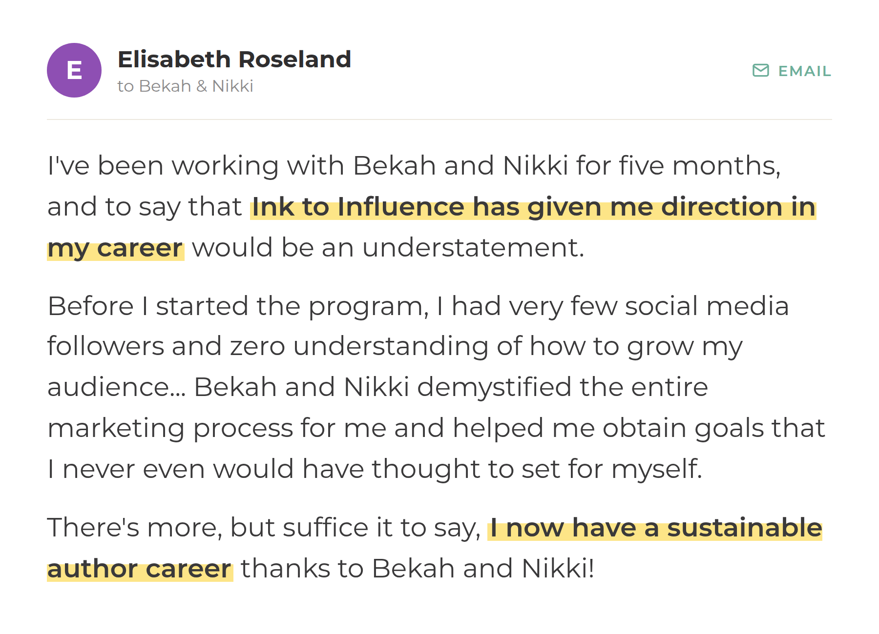 Elisabeth Roseland on what Ink to Influence gave her career