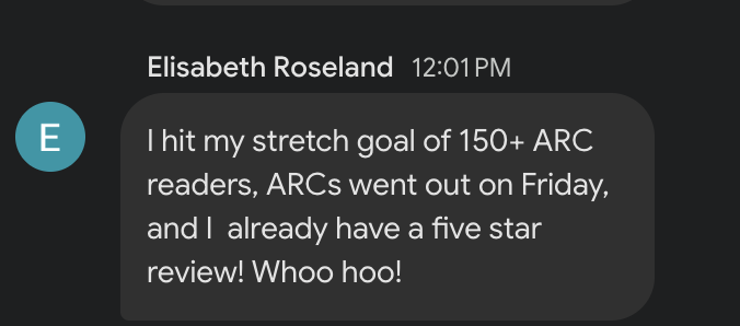 Elisabeth Roseland hitting 150+ ARC readers