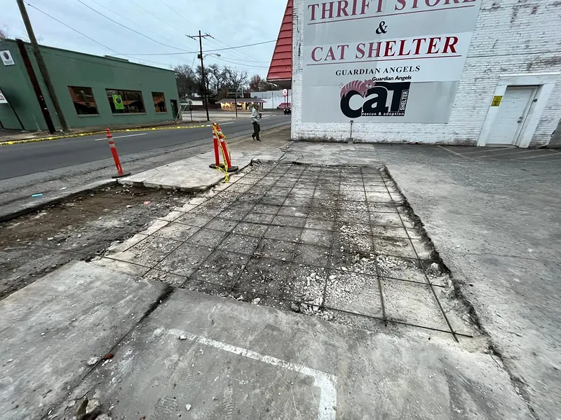 Old pad removed and rebar grid set before a commercial pour, Hot Springs