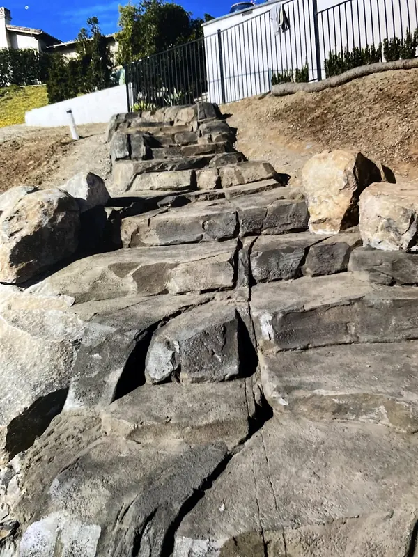 Faux rock steps before color staining