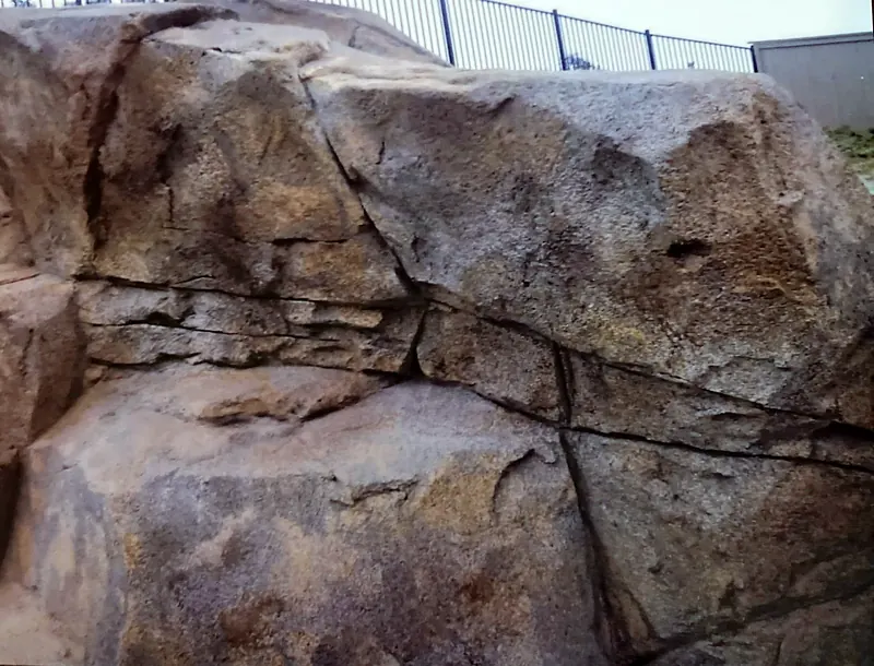 Close-up of carved faux rock texture