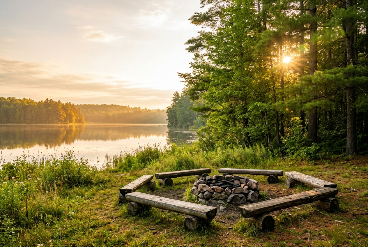 A gathering place at golden hour