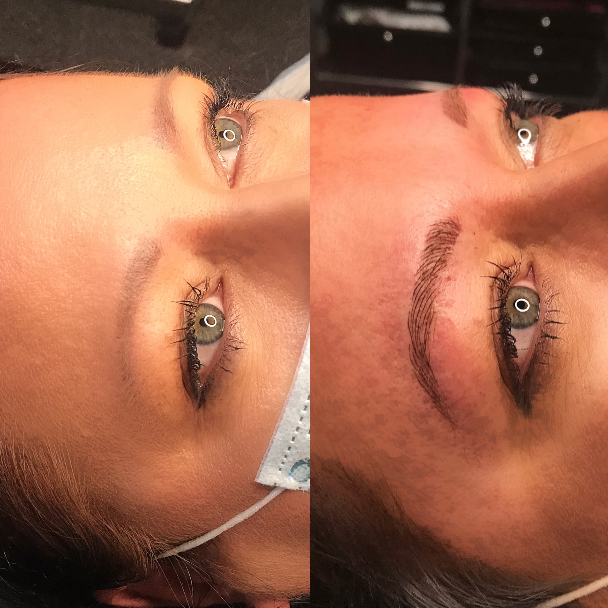 Microbladed eyebrows female before and after.