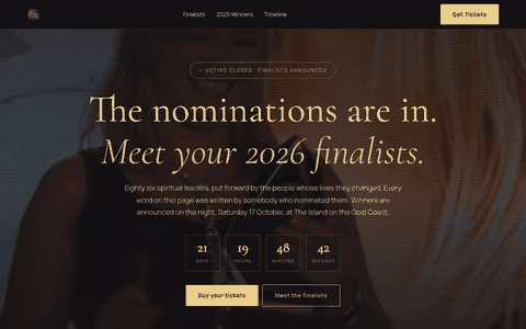 Spiritual Leaders Awards International website