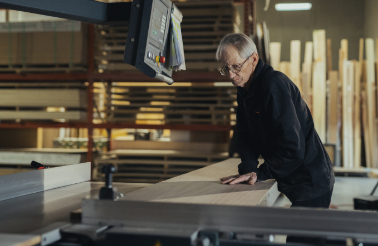 Craftsman at work in the millwork facility