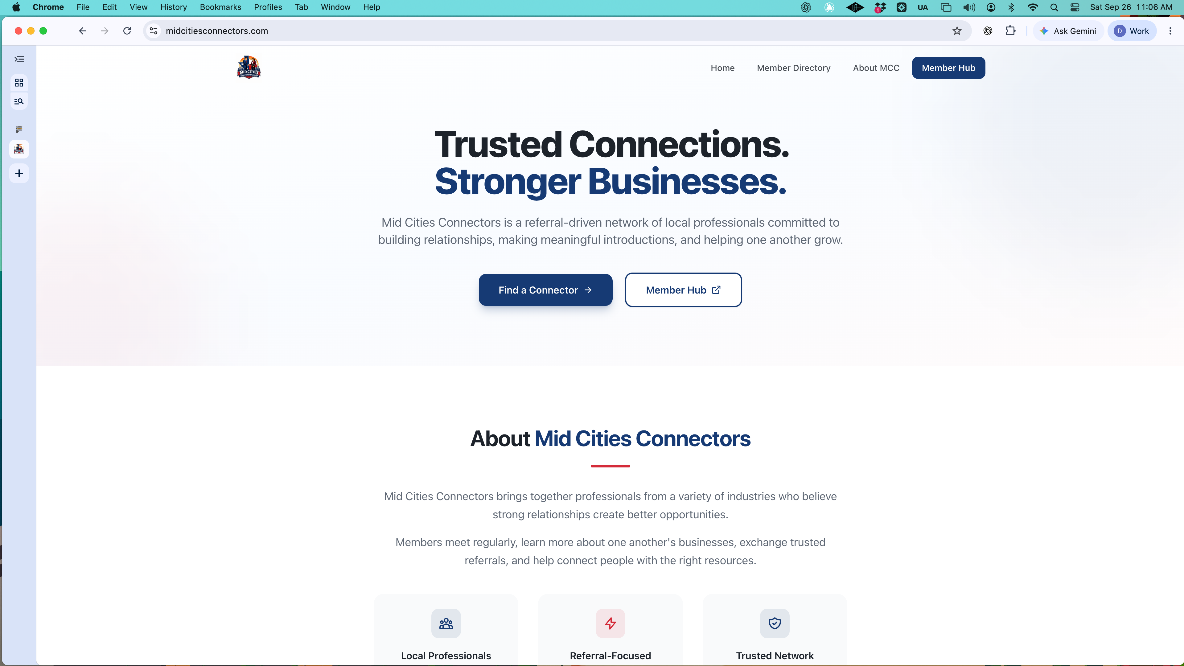 Mid Cities Connectors homepage website screenshot