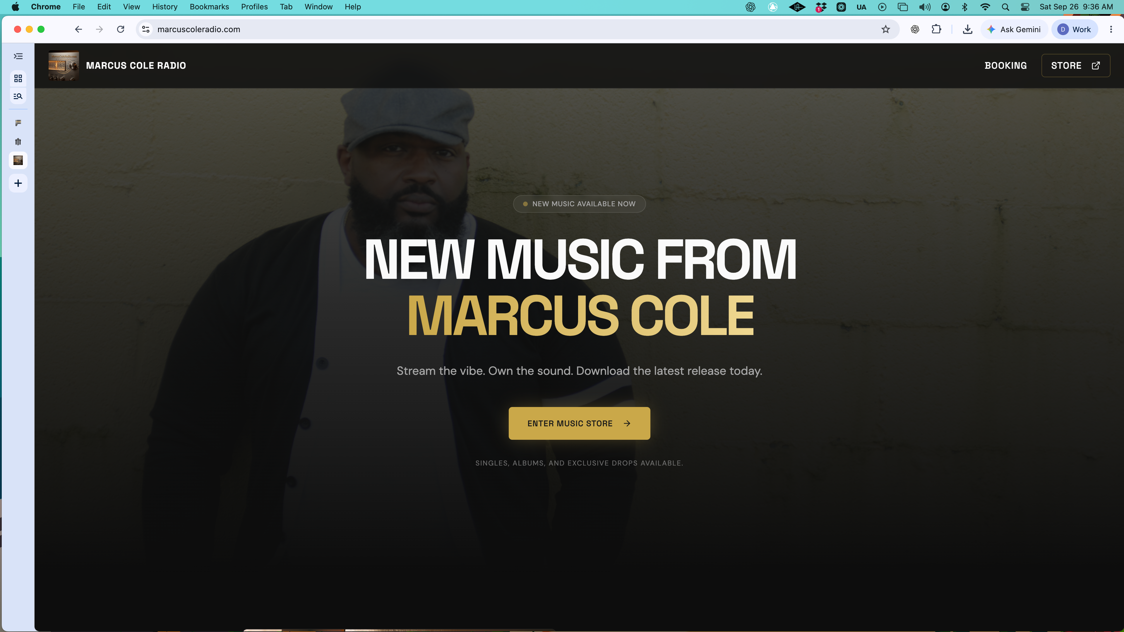Marcus Cole Radio homepage website screenshot