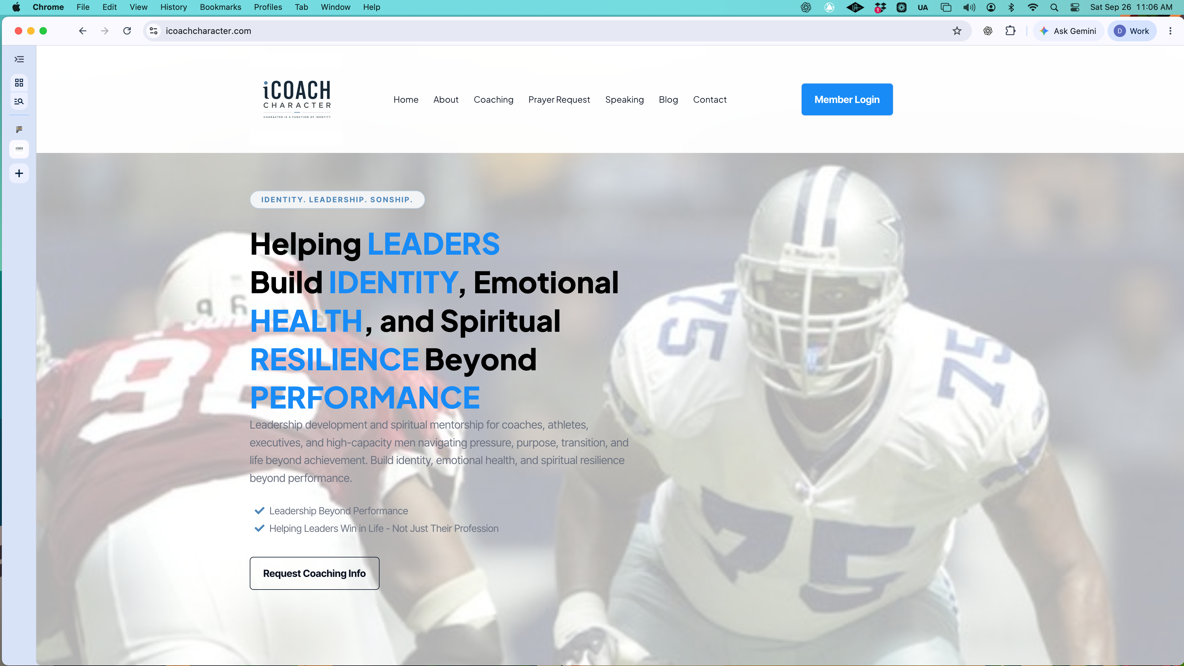 iCoach Character homepage website screenshot