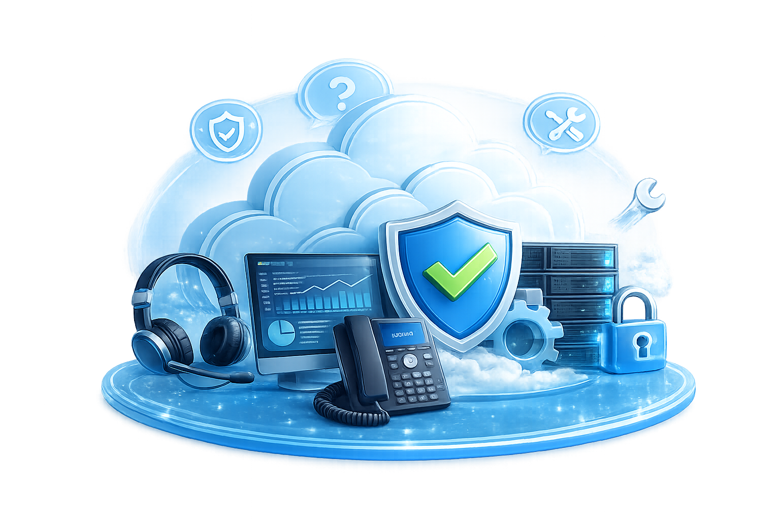 Secure and support cloud solution graphic