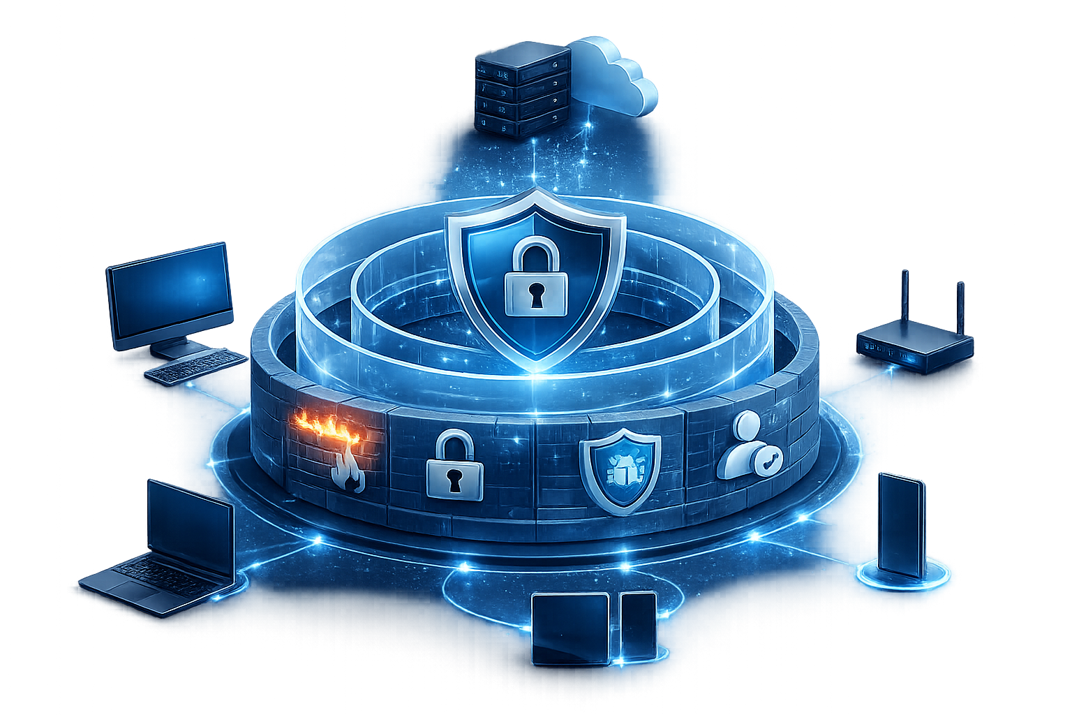 Security layers cybersecurity illustration