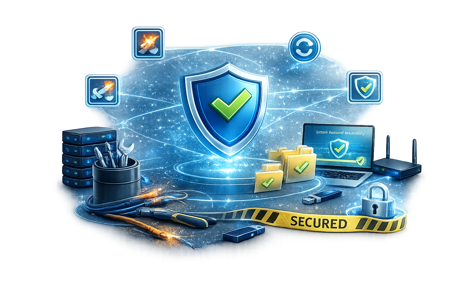 Respond and recover cybersecurity illustration