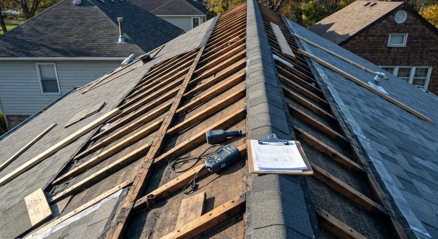 Fire damage restoration roof